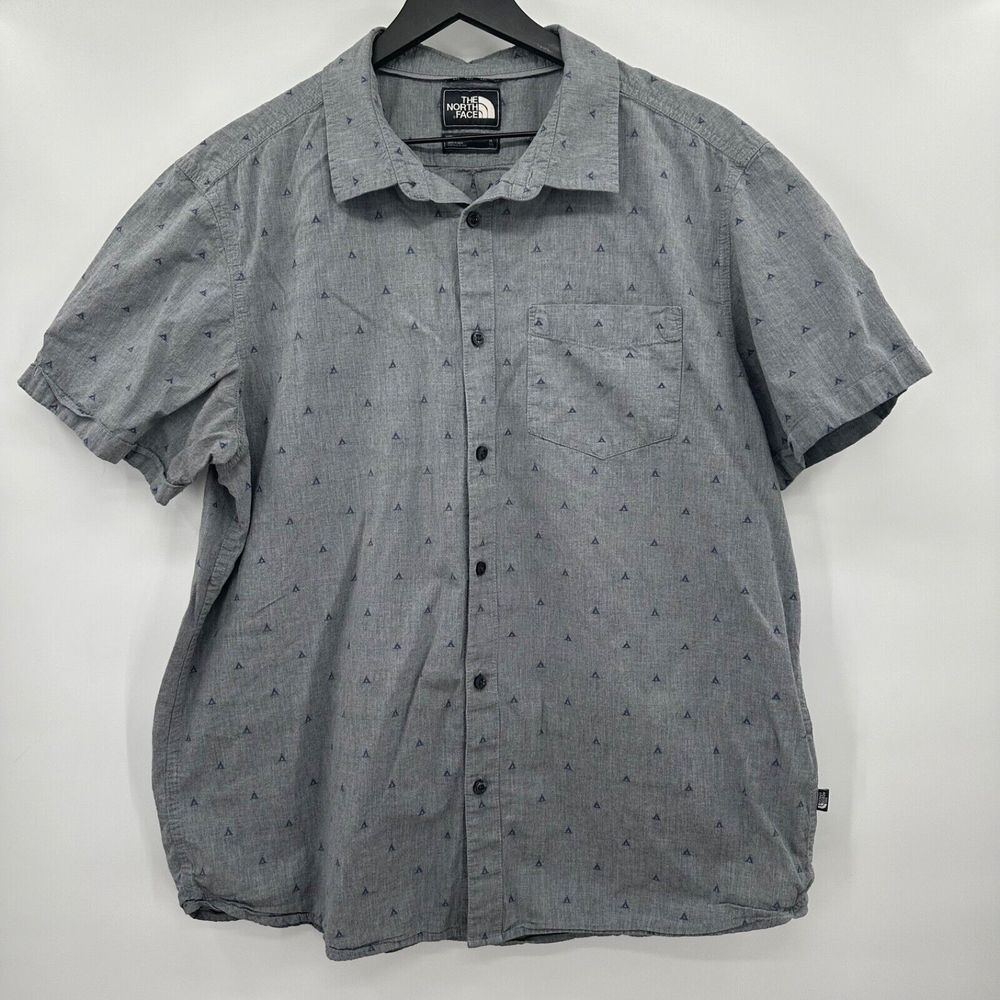 The North Face Men's Short Sleeve Camp Tent Shirt‎ Gray Button Down Size XL